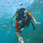 plongeur sous-marin selfie